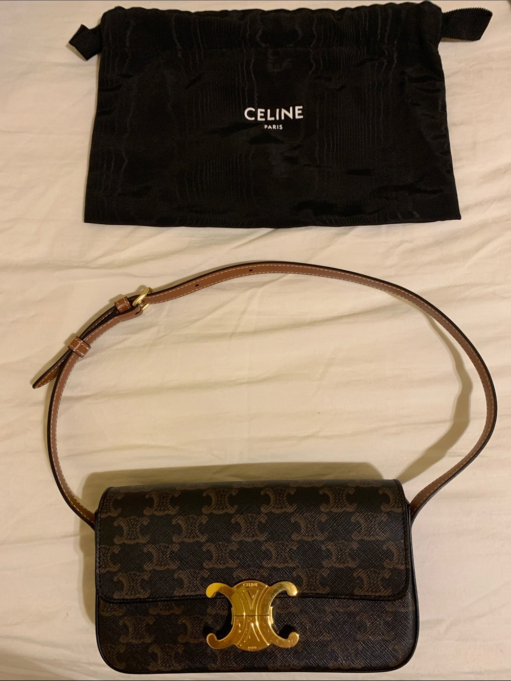 Celine Triomphe Small Shoulder Bag in Brown